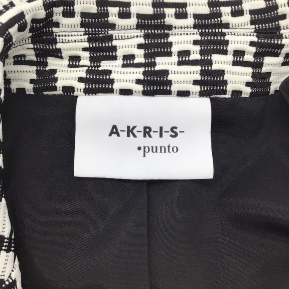 Akris Punto Black/White Woven Geometric Patterned Single Button Blazer - Picture 4 of 4